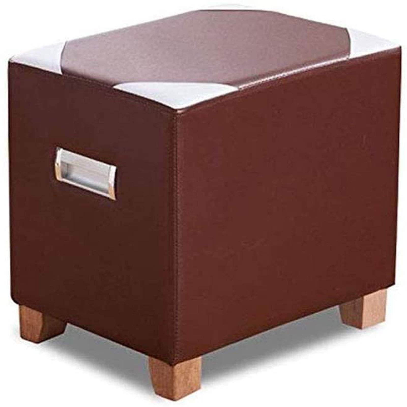 Taburete para los pies de madera maciza y cuero para salon 40x30 cm