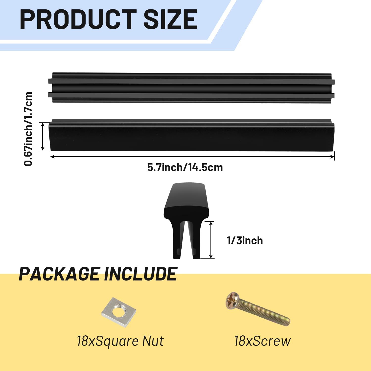 Adjustable Cabinet Handles 6 Pack, Hole Spacing, Kitchen Drawer Pulls, Aluminum Cabinets & Dressers Knob (Black, 1 to 5.3 inch)