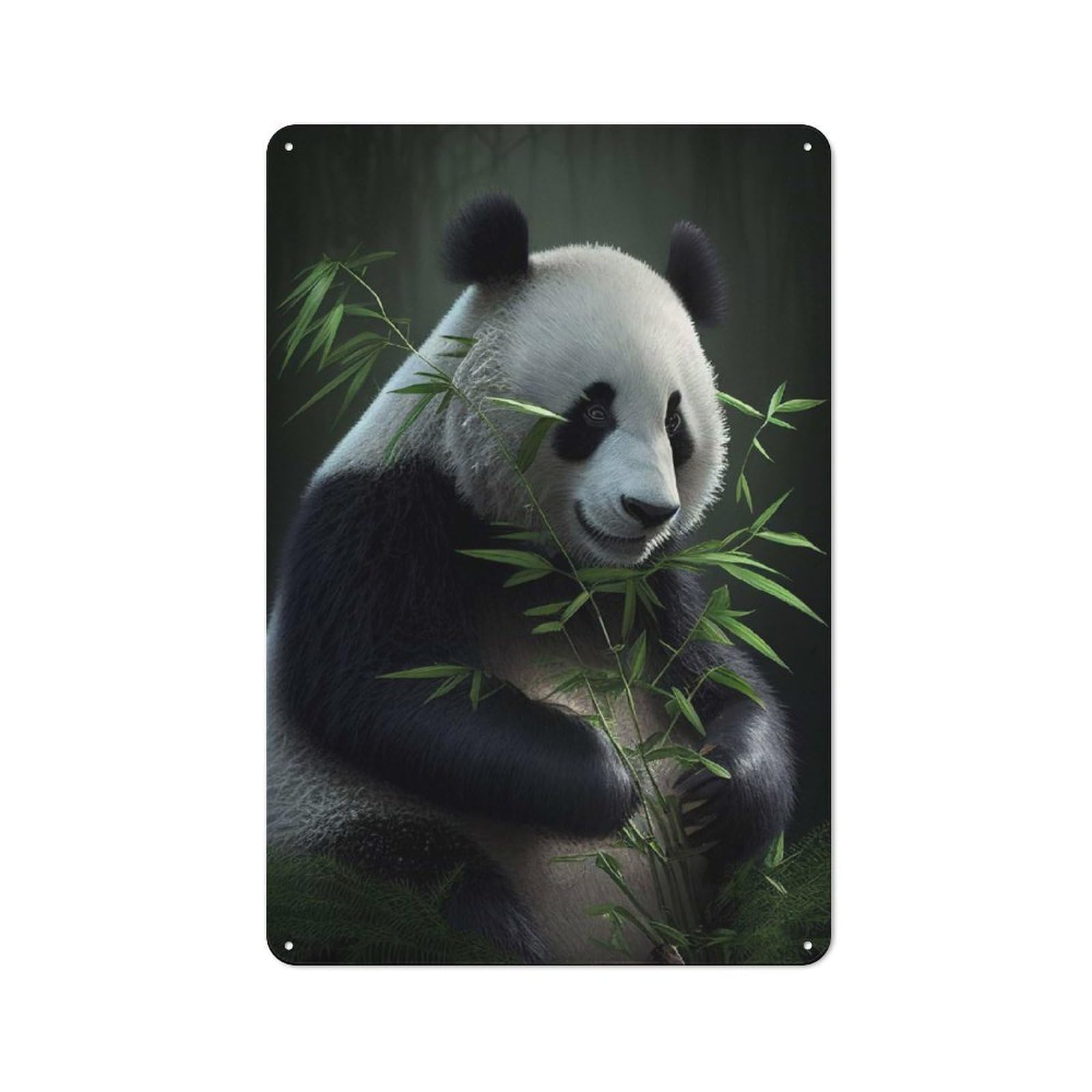Junmoney Panda Bamboo Farmhouse Metal Sign 30X20cm, Rustic Cottage Wall Art For Cottage, Kitchen, Hallway Or Breakfast Nook