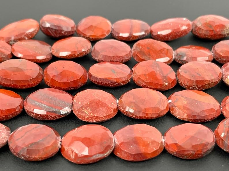 Jaspe rouge naturel en perles ovales pour la création de bijoux uniques haut de gamme