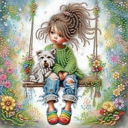 Image of AiYuanzsh 5D Special Shape Diamond Art Kits for Beginners, Swing Diamond Art Painting Kits for Adults, Crystal Rhinestones Diamond Art Painting for Home Wall Decoration Gift 12x12 inch