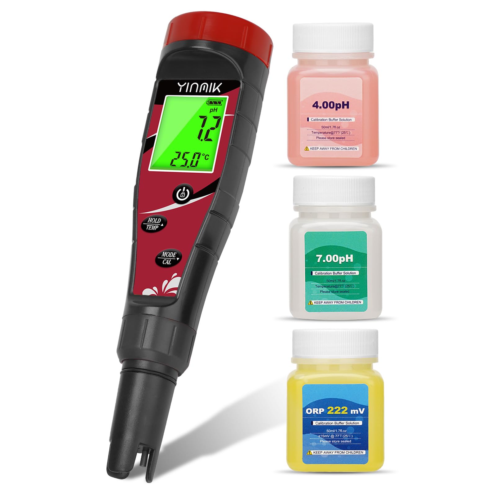 YINMIK Testeur pH et Chlore Piscine Testeur de sel avec kit d'étalonnage | 7 en 1 Test Chlore-Salinité, ORP, EC, TDS, Température avec ATC,Haute Précision pour Piscine/Spa/Eau Potable/Hydroponie