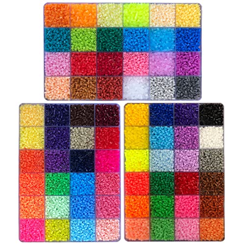 ZLLBTMO 39000 Pcs Fuse Beads Kit for Craft Making 72 Colors 2.6mm Mini Small Iron Beads Set for Aduld with Box 4 Pegboards 1 Drawing 1 Tweezers 5 Ironing Paper