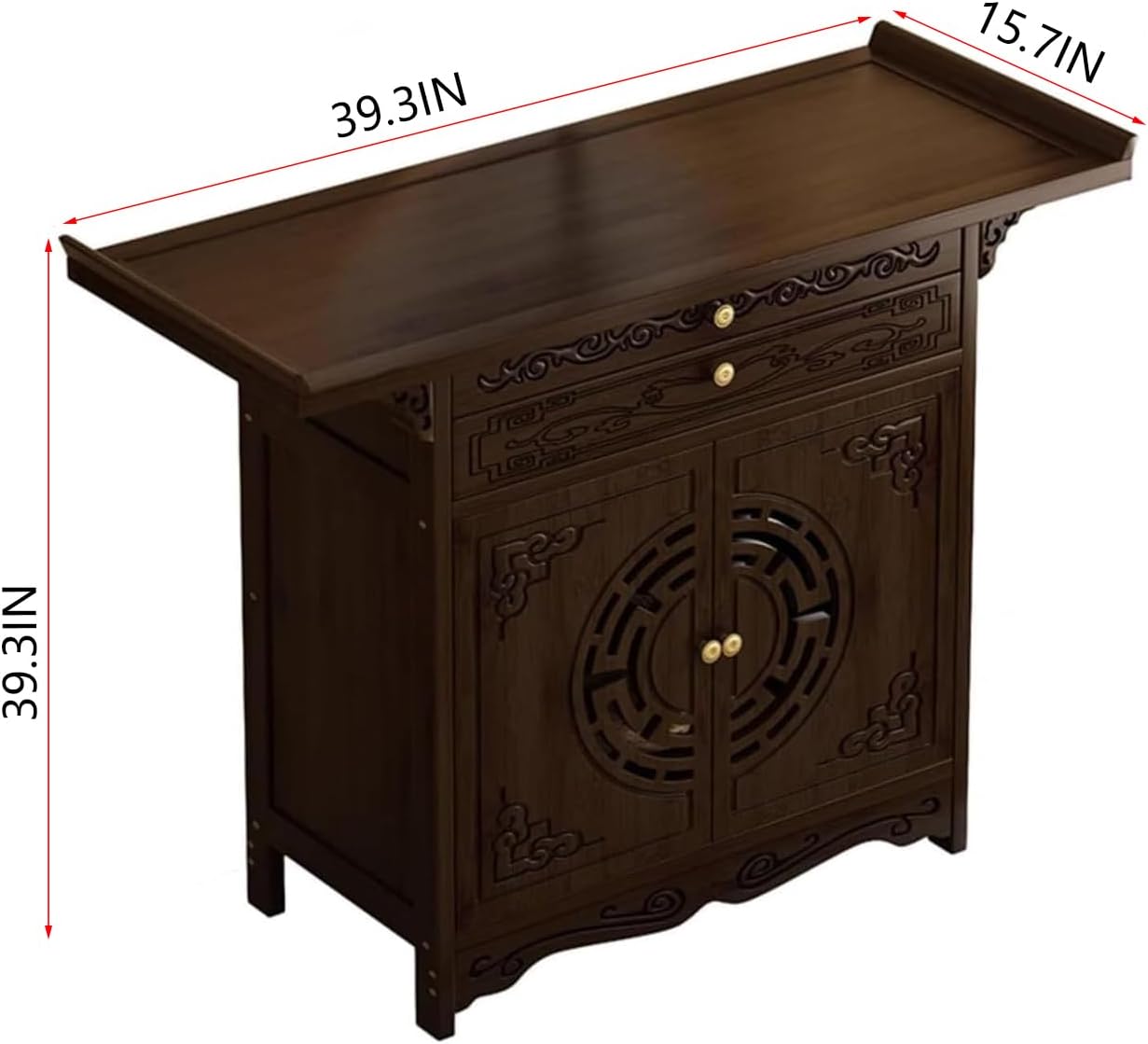 Meditation Altar Table - Buddhist Pooja Shrine Altar Table Shrine Ancestral Ancestor Chinese for Altar Pooja Tables High Altars with Storage,Walnut/39.3IN