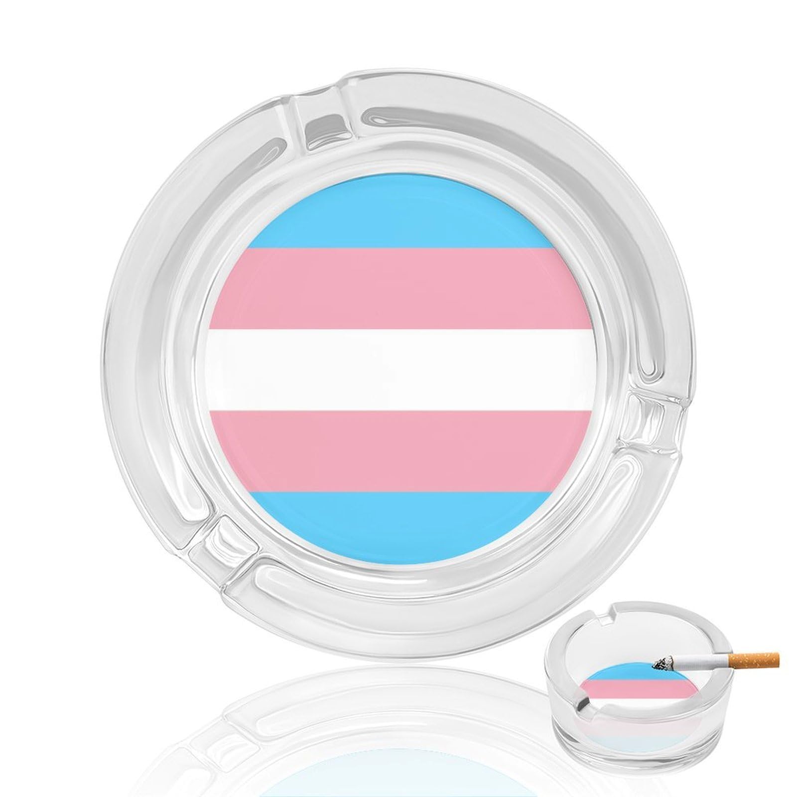 Nclqvjxzkhw Style Transgender Lgbt Flag Glass Ashtray Round Ash Tray Smoking Trays For Home Garden Outdoor
