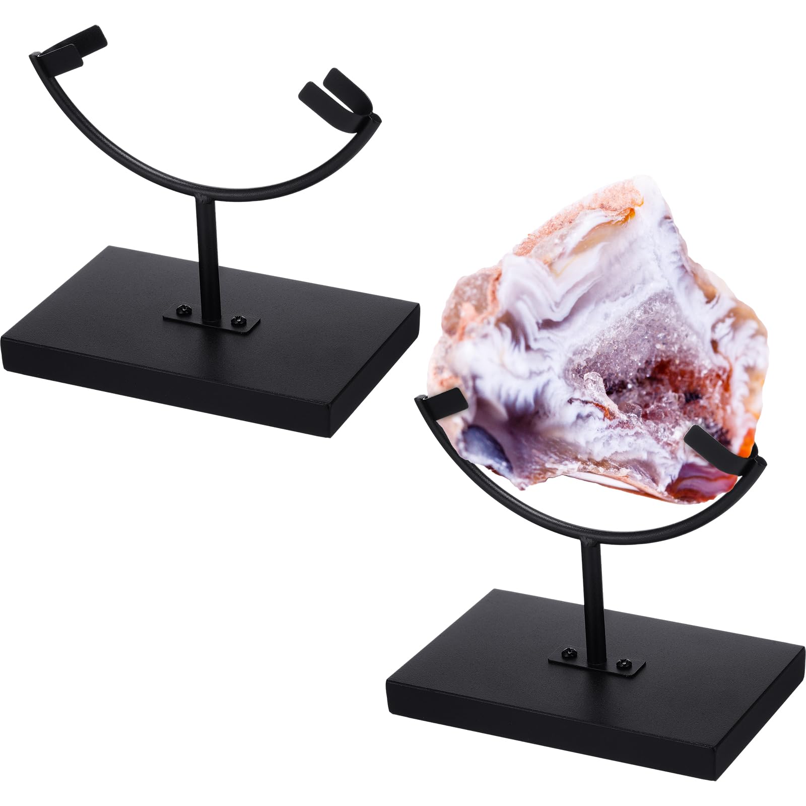 Présentoir métal noir lot de 2 supports stables anti-glisse pour vos fossiles