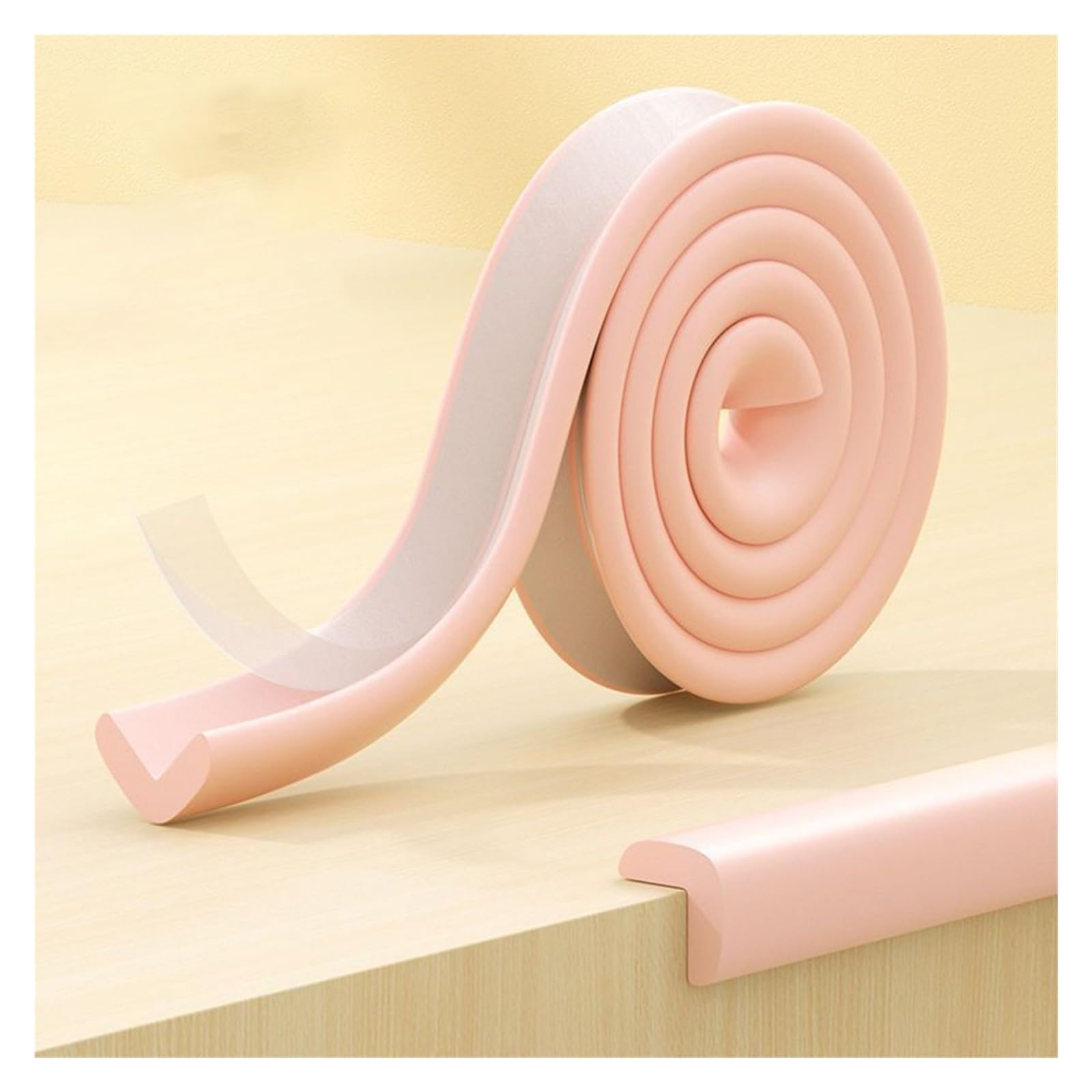 Foam Edge Corner Guards Protector Anti Collision Strip Self-Adhesive Safety Strips Bumper Stair Cushion For Furniture Cabinets Steps(Pink,5m/16.4ft)