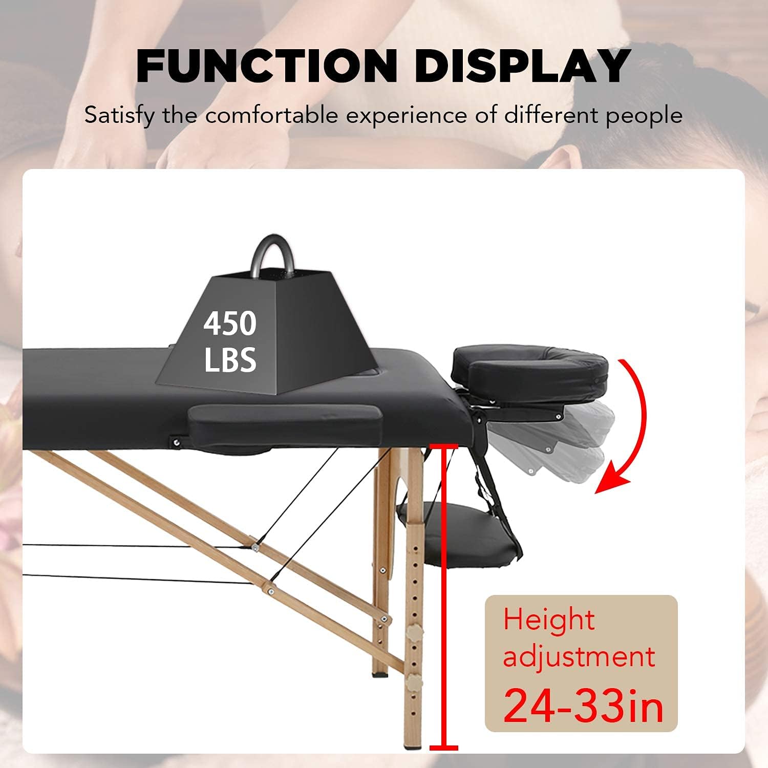 Sentiment 73 Inches Long 28 Inches Wide Folding Portable Massage Table with Carrying case, Black : Beauty & Personal Care