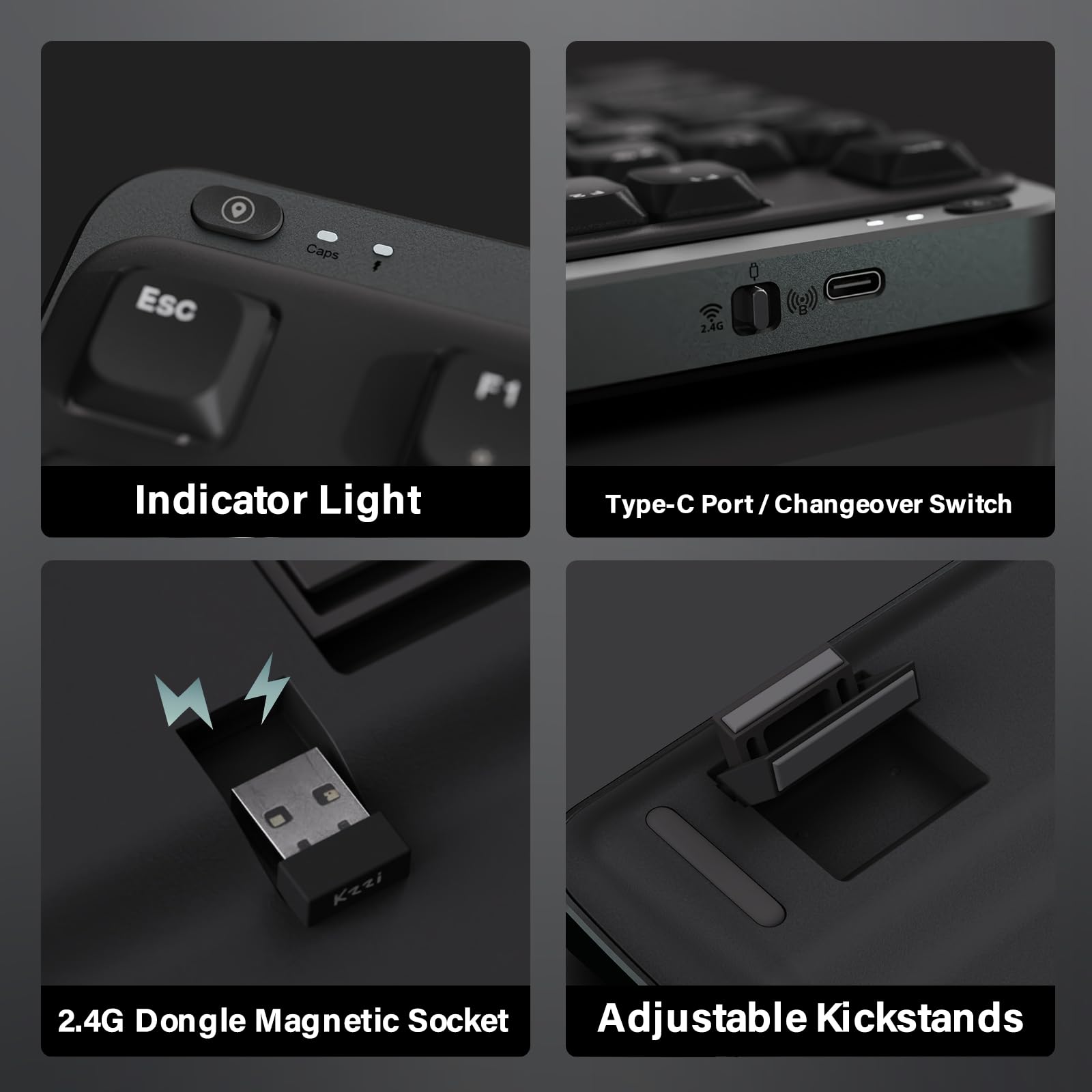 KZZI i75 Low Profile Mechanical Keyboard with Volume Knob, 75
