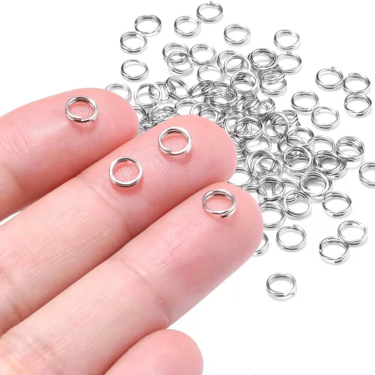 200pcs Silver Jump Ring Split Keyring Mental Connectors for Keychains, Jewelry Making, Pet Collars, Crafts 6mm