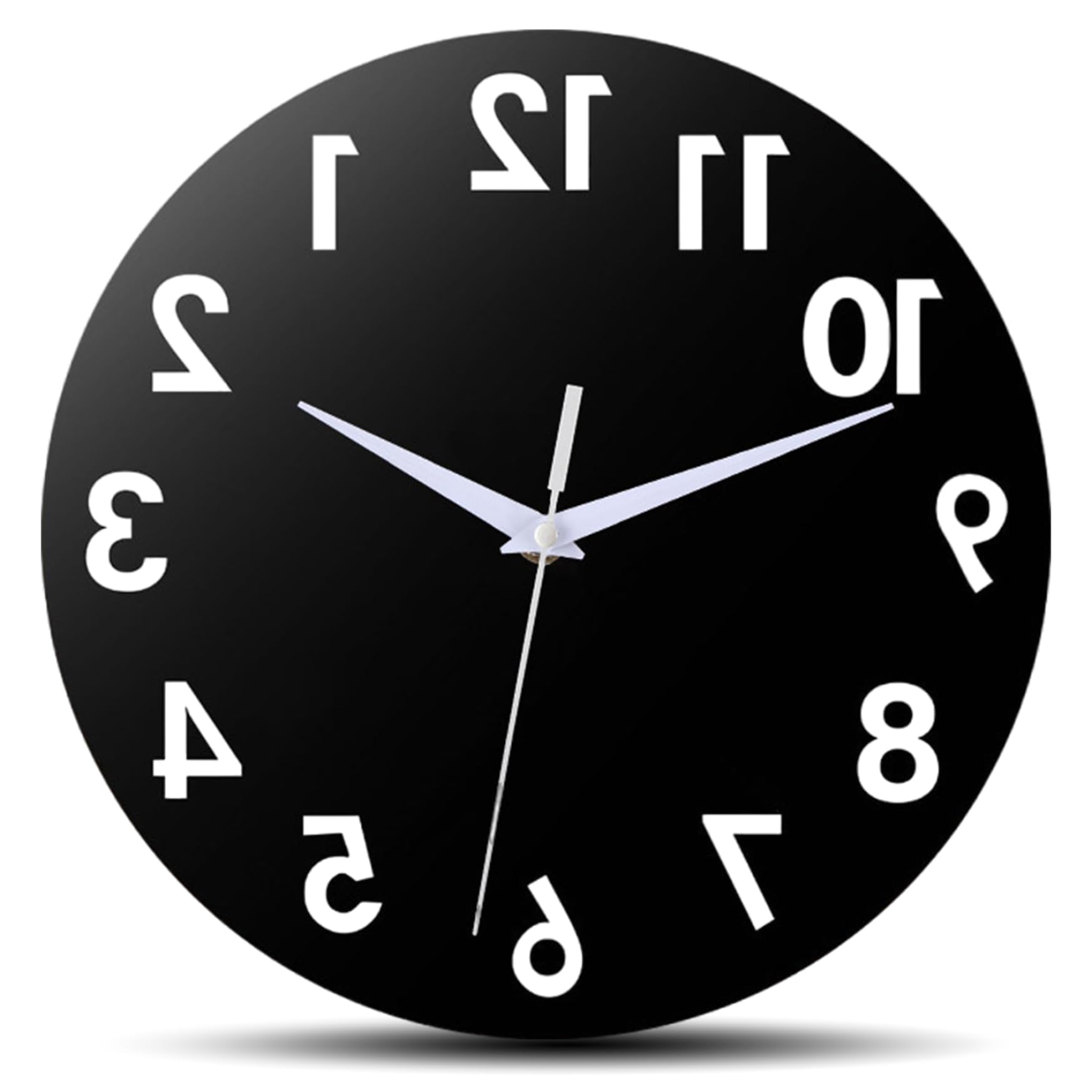 Horloge inversée originale à chiffres inhabituels : grand cadran silencieux 30 cm