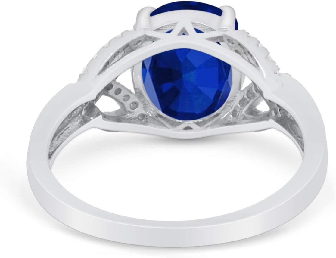 Blue Apple Co. Celtic Oval Wedding Engagement Ring Round Cubic Zirconia 925 Sterling Silver