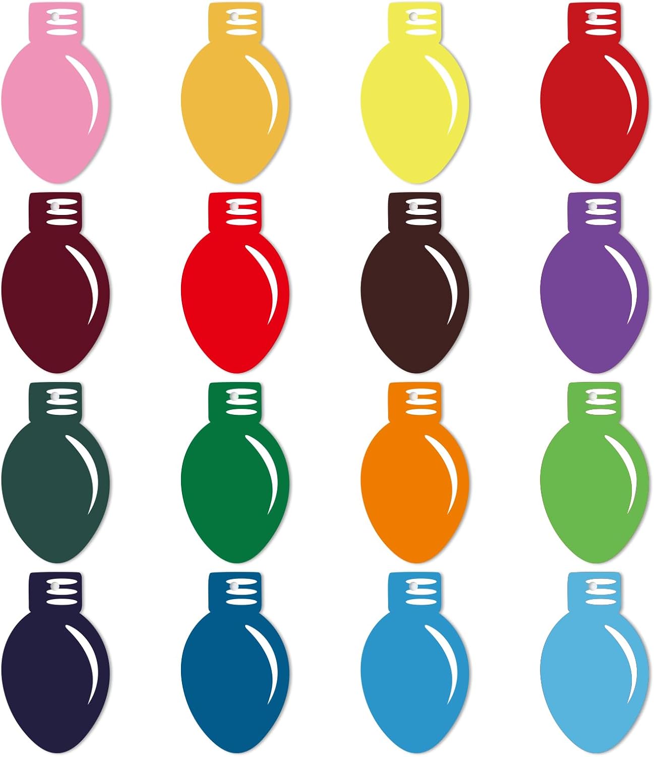 Whaline 160Pcs Christmas Paper Gift Tags with Hemp Rope 16 Colors Xmas Light Bulb Paper Tags Colorful Holiday Hanging Labels Pre-Punched with Holes
