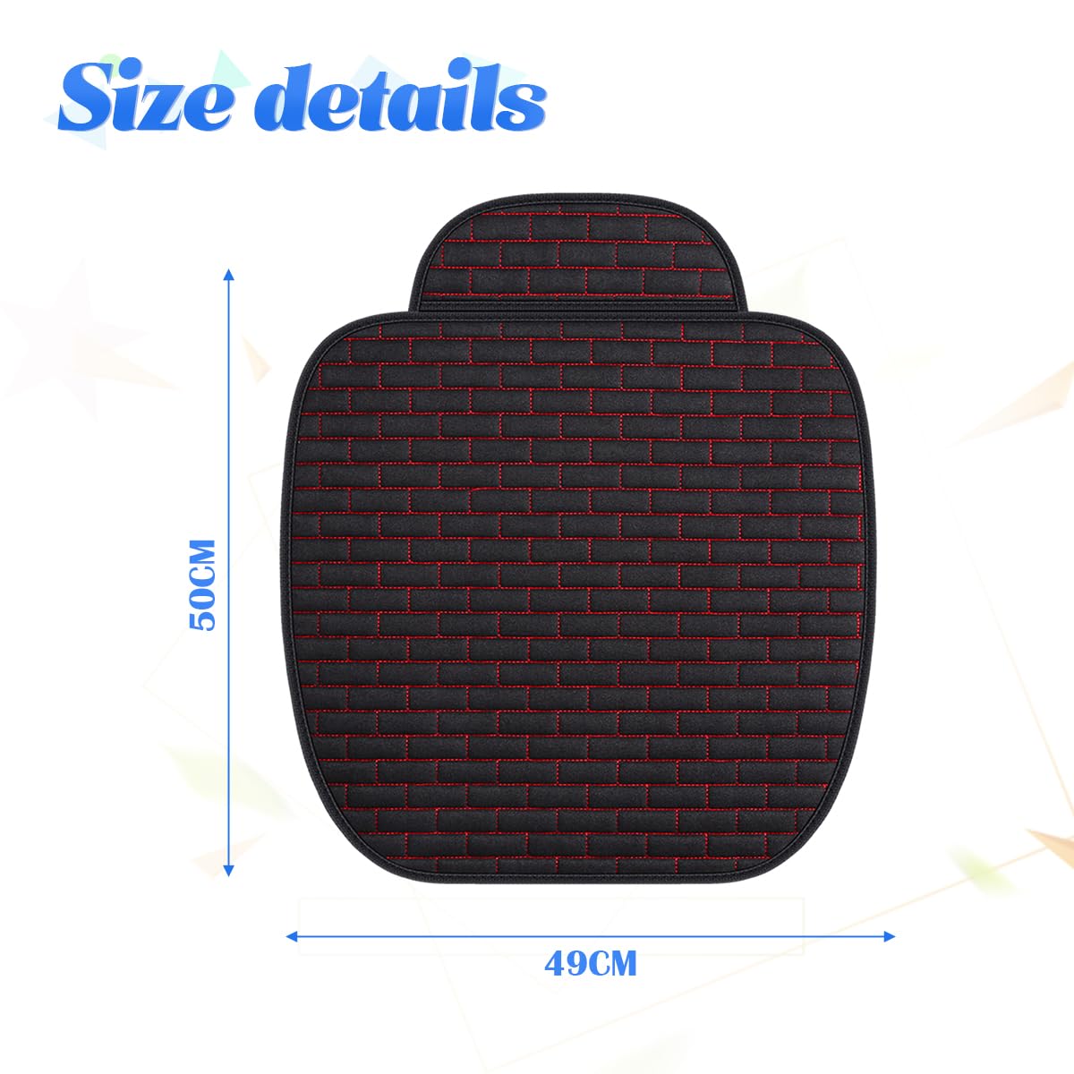 2 PezziCuscino Sedile Auto Anteriore Traspiranti, Cuscino per Sedile para Auto Conducente, Universale Impermeabile Cuscino per Sedile Auto, Antiscivolo, Interno Accessori(Nero/Rossa)