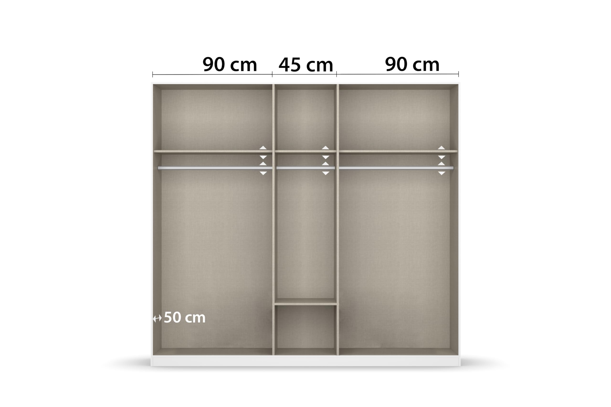 Rauch Möbel BARI, Kleiderschrank, Farbe Weiß/Eiche Artisan, Breite 226 cm