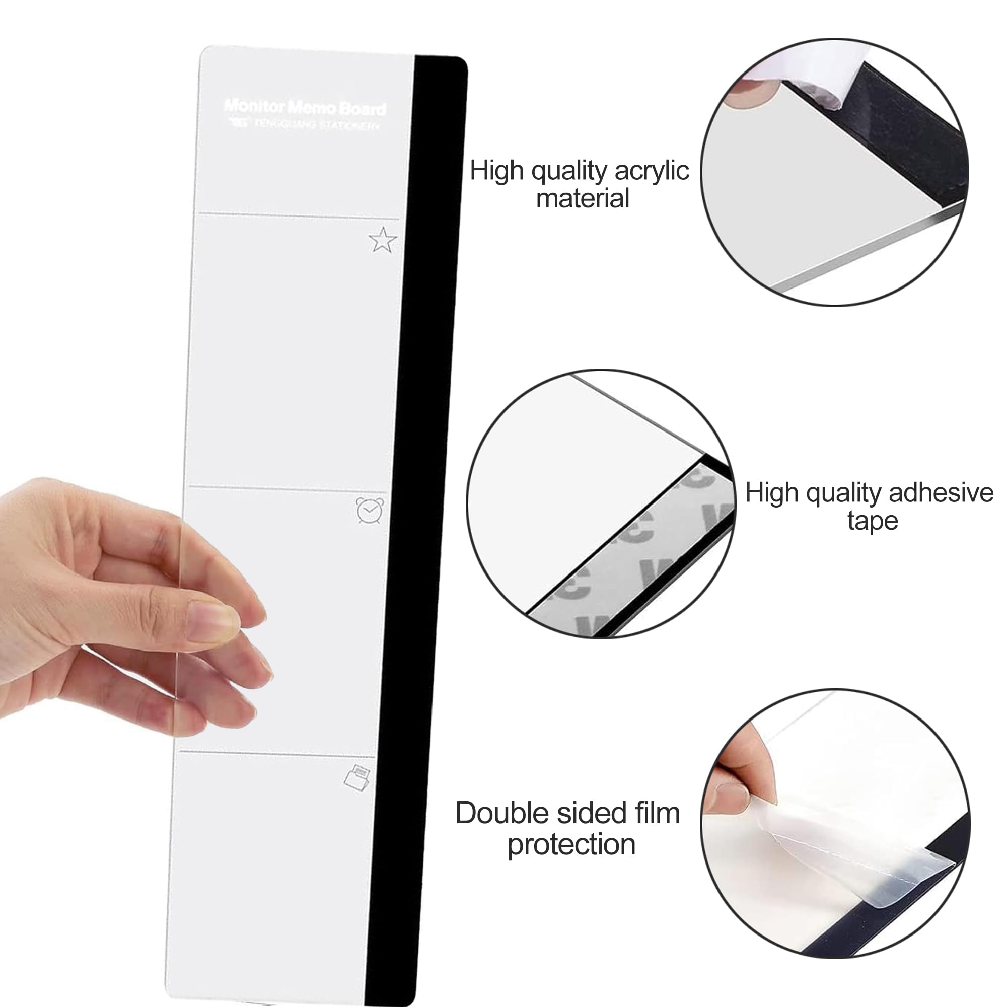 Monitor Memo Board - 2-tlg. Acryl-Notizhalter Für Schreibtisch, Inkl. Handyhalterung
