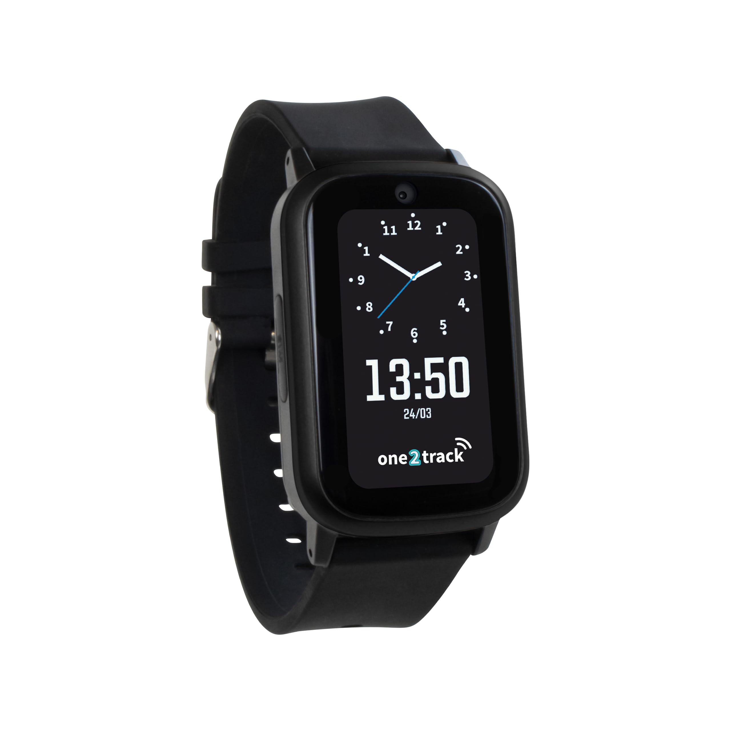 one2track - Smartwatch Kinder - Connect UP Schwarz - Kinder Smartwatch mit GPS - Serverstandort Niederlande - SOS Taste - 4G Videoanrufe - Ab 4 Jahren - Eltern App - Integrierte SIM Karte