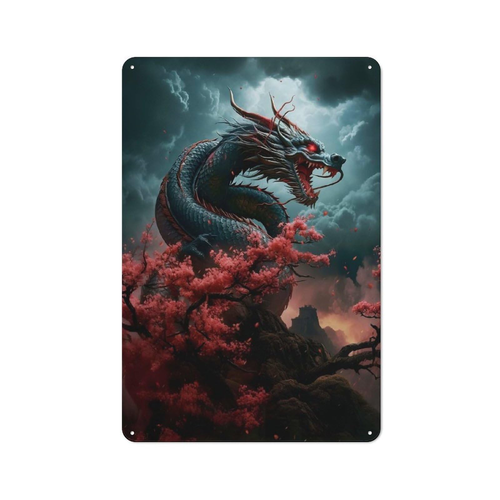 Junmoney Japanese Dragon Japan Retro Metal Gift Sign 30X20cm, Home Wall Decor For Flat, Dorm Room, Lounge Or Cafe