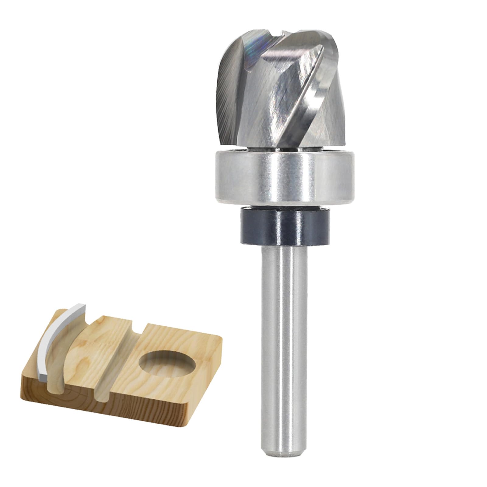 Pattern Flush Trim Router Bit 1/4 Shank, 3-Flute, 1/4" Radius, 3/4" Dia, 5/8" Height, Carbide Head Bowl & Tray Router Bits, Round Nose Cove Juice