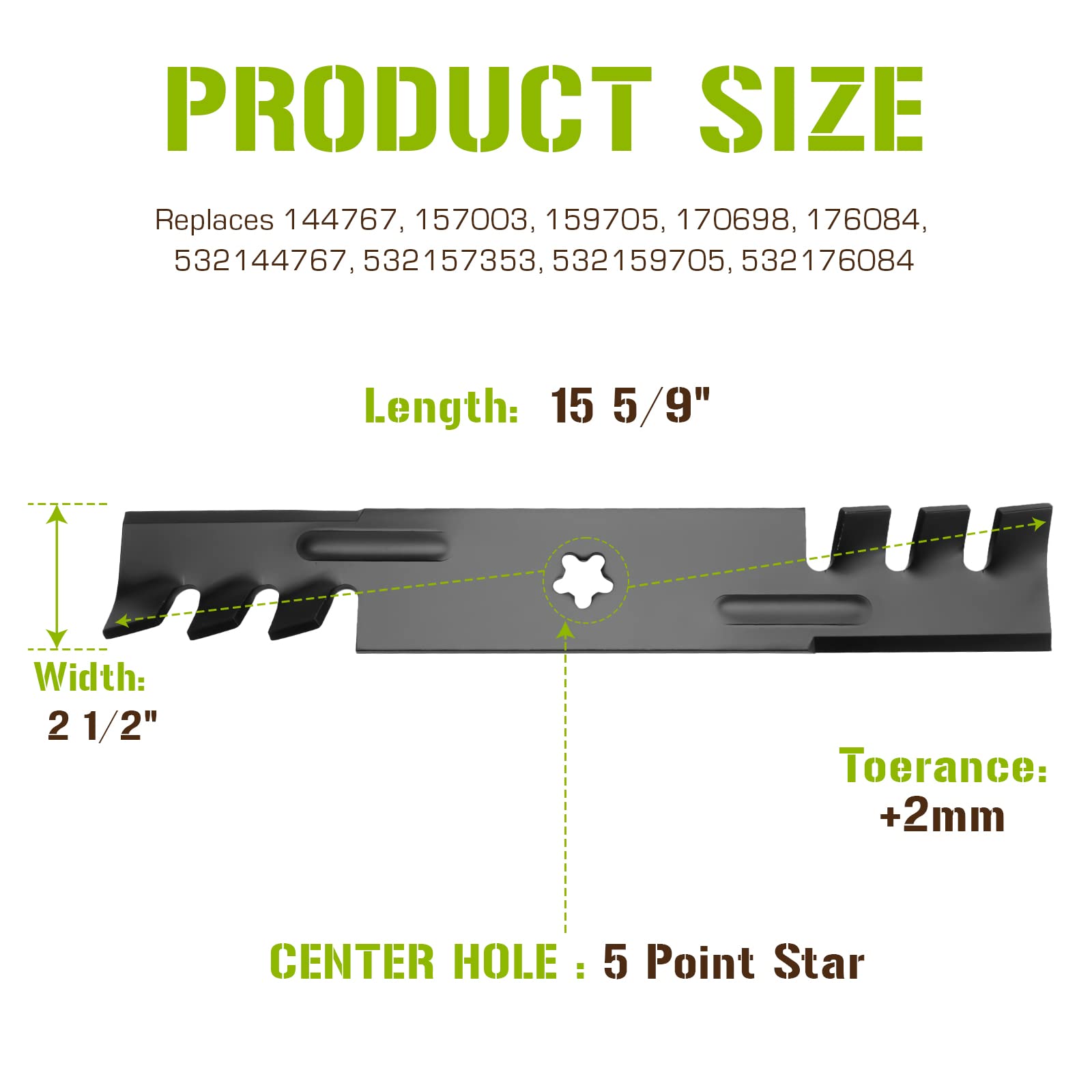 Cuchilla de mantillo para Husqvarna YTH 1746 2046 157033 159705 176084 170698 532176084 3