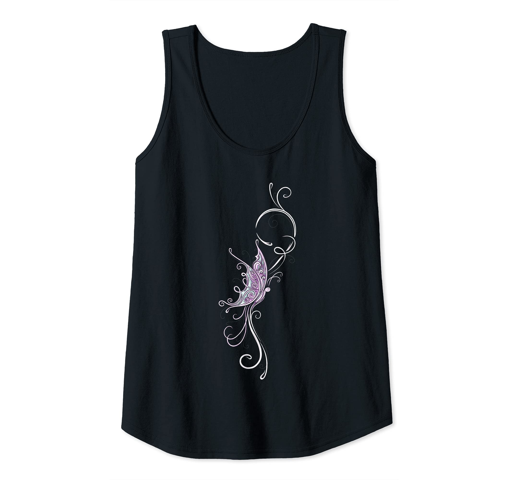 Womens Butterfly in Fantasy Style Colorful Summer Tattoo Tribal Tank Top