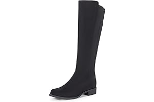 Women's Knee High Boots Low Heel Riding Boots Block Flat Calf Boot Shoes