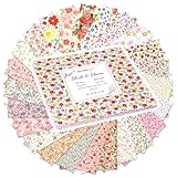42 Pieces 10″ Pre-Cut Floral Prints Cotton Fabric Squares