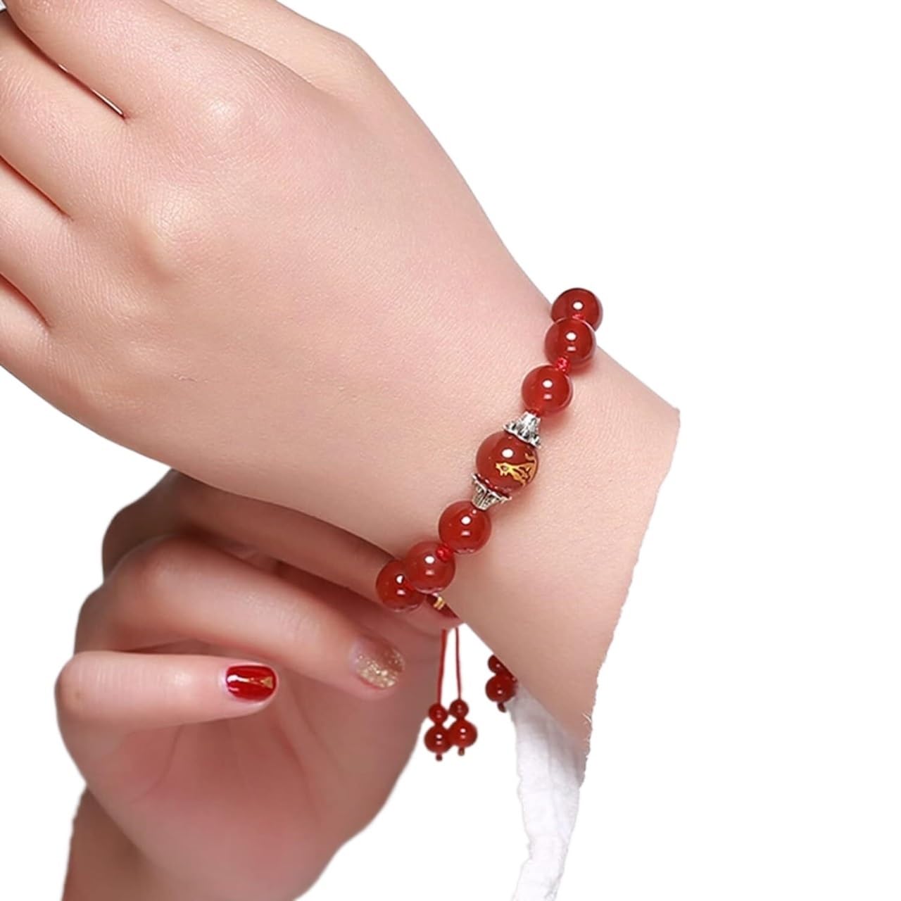 Pulsera de Piedras Preciosas Naturales, Pulsera de Hilo Rojo, Pulsera de Riqueza de 12 Animales del zodíaco, Pulsera de Amuleto de la Suerte, Pulsera Ajustable para protegerse de los Malos espíritus,