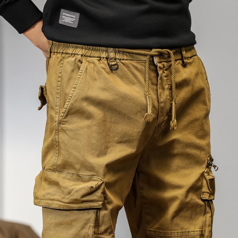 G-STONE Casual Cargo Pants for Men Relaxed Fit Multiple Pockets Drawstring Lightweight Wear Resistant Elastic Waist Pant3