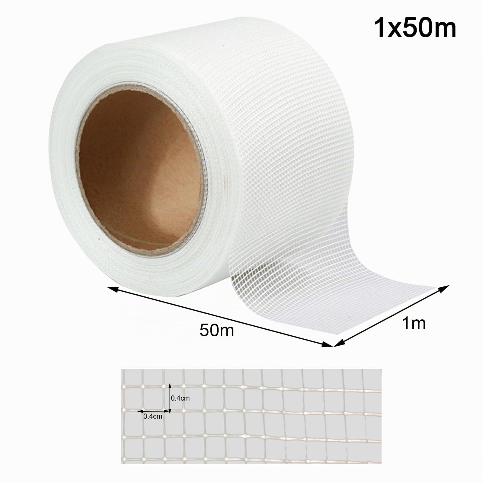 Armierungsgewebe Rolle Glasfasergewebe Reinforcement Fabric Fibreglass Fabric Interior Plaster Fabric Fabric Roll,for Facade Insulation Fliesen,Gips,Wand,Nicht klebrig(Größe:1x50m)