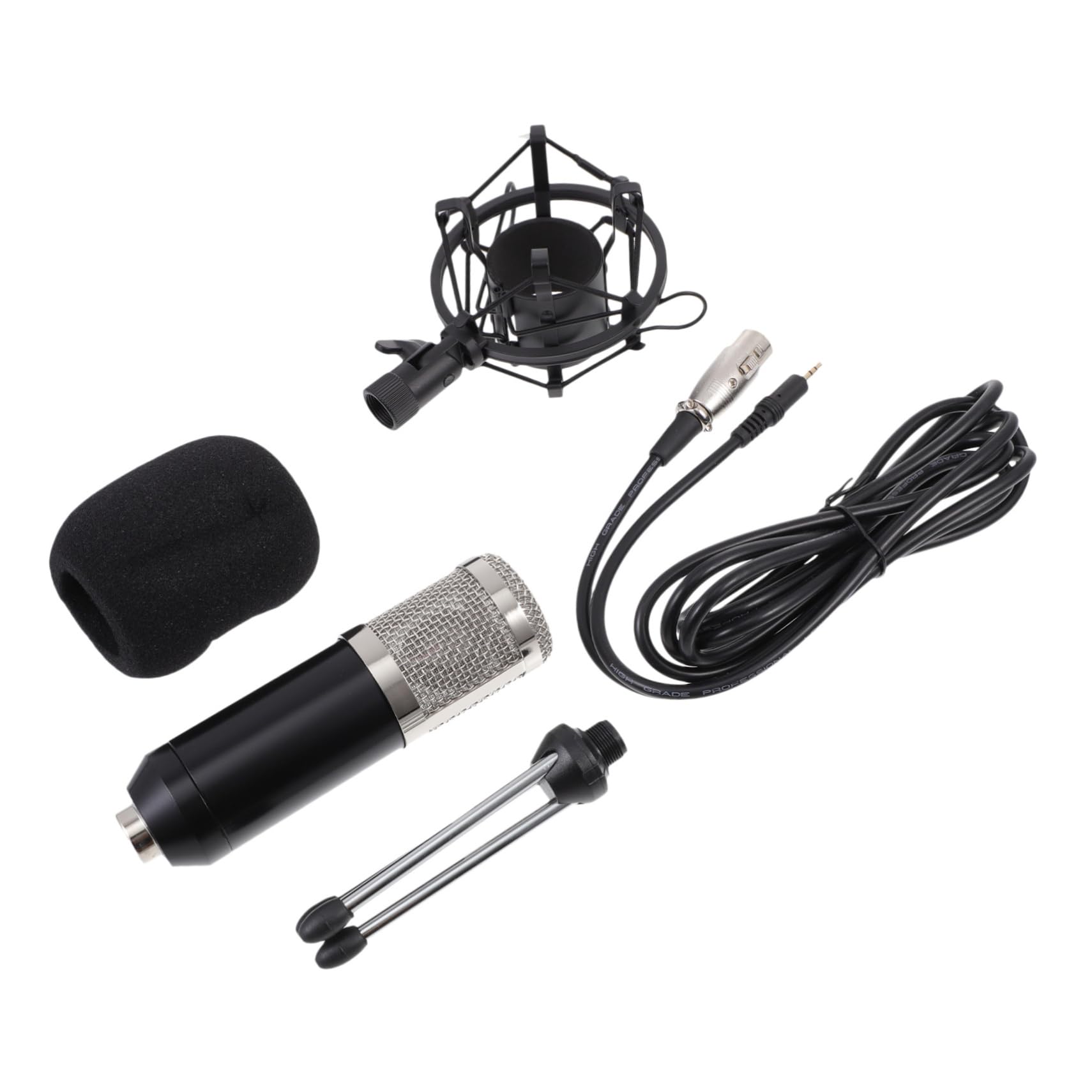 1set Microfono Condensatore Professionale Con Testa Mesh Elettroplaccata Leggero e Portatile Per Registrazioni e Streaming Studio Ufficio e Ktv