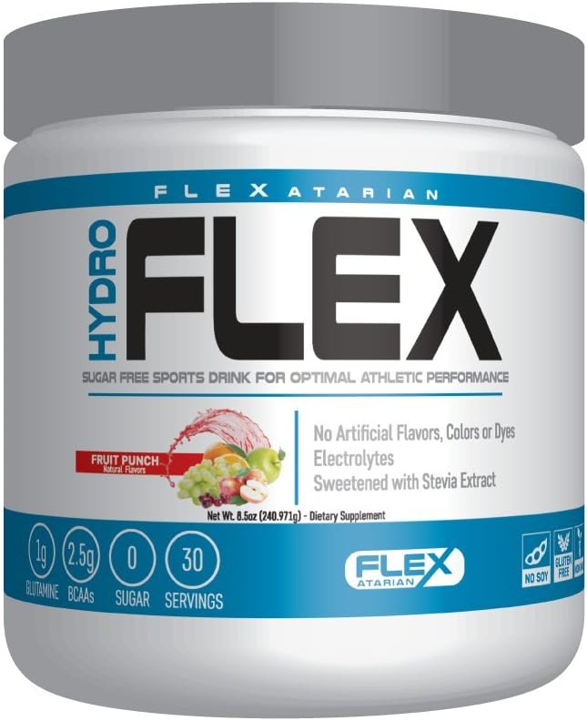 Flexatarian Hydro Flex, Natural Hydration Powder with BCAAs, Fruit Punch, 30 Servings