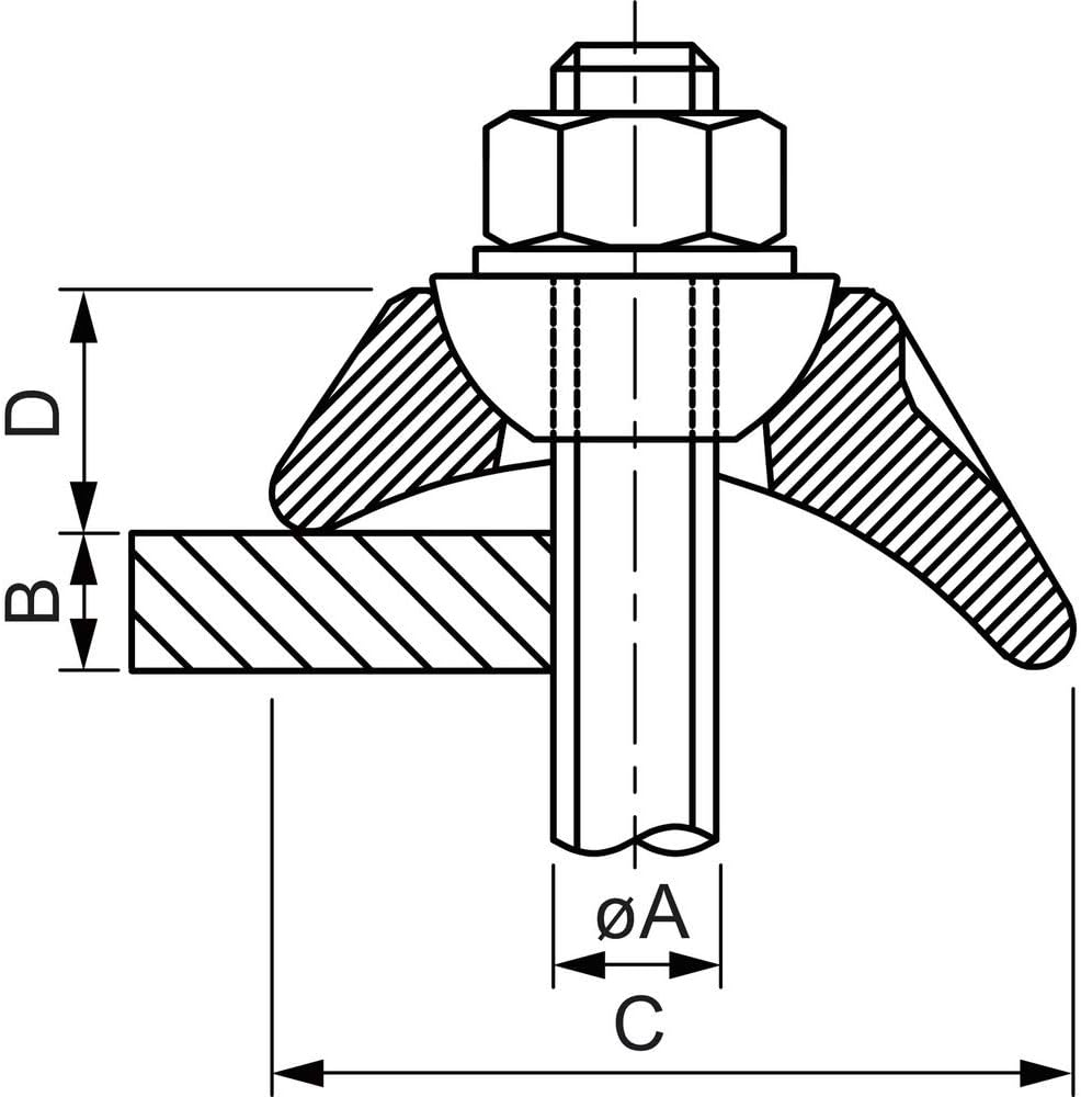BK1G12 Steel Support Clamp M12 Spha Cast Iron Hot-Dip Galvanised Silver