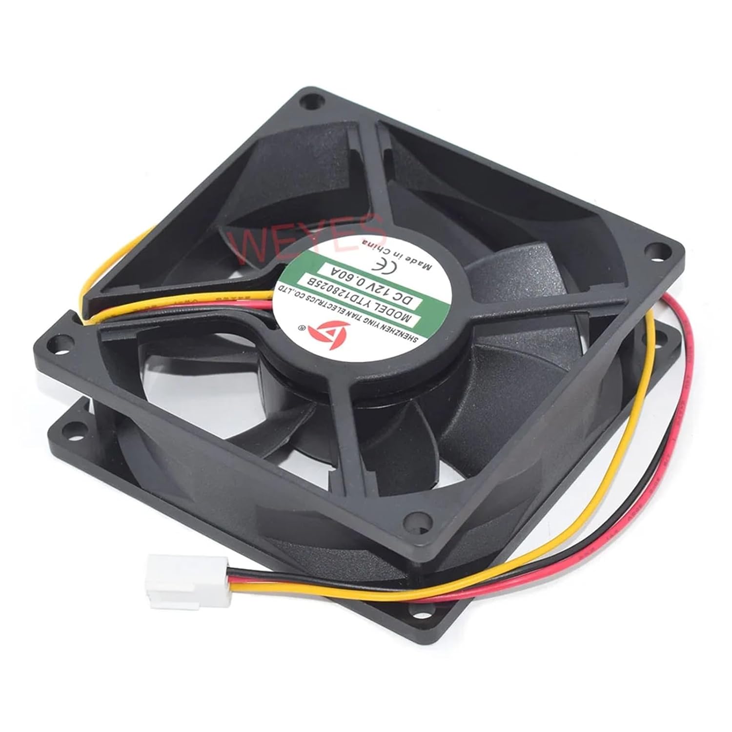 8CM Square Fan YTD128025B DC12V 0.60A 3Pins Cooling
