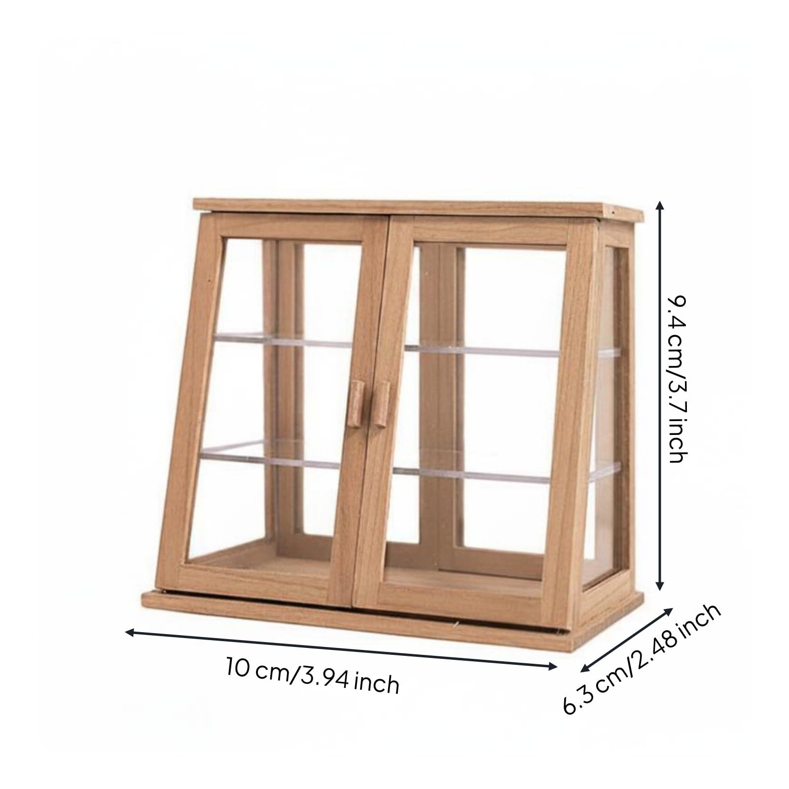 Credenza Espositiva in Miniatura Doppia Anta Vetrina in Miniatura Legno Fatto a Mobile Espositore Vittoriano per Diorami, C-Ciliegio Grezzo, Vetrina Per Torte A Doppia Porta Lunghezza 100mm