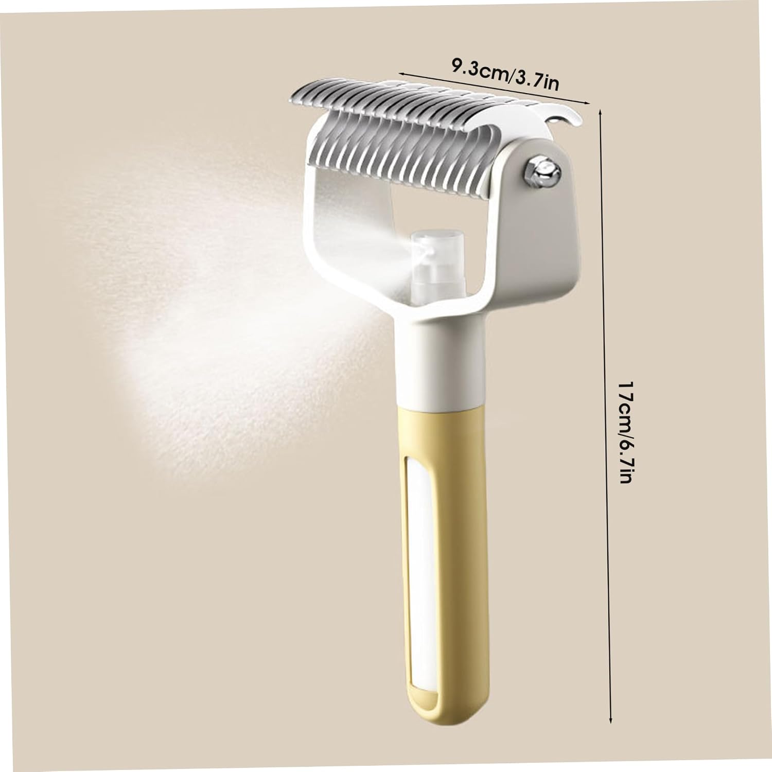 Dematting Comb Double-Sided Dog Deshedding Brush with Spray, Pet Grooming Tool for Thick Coats (Yellow)