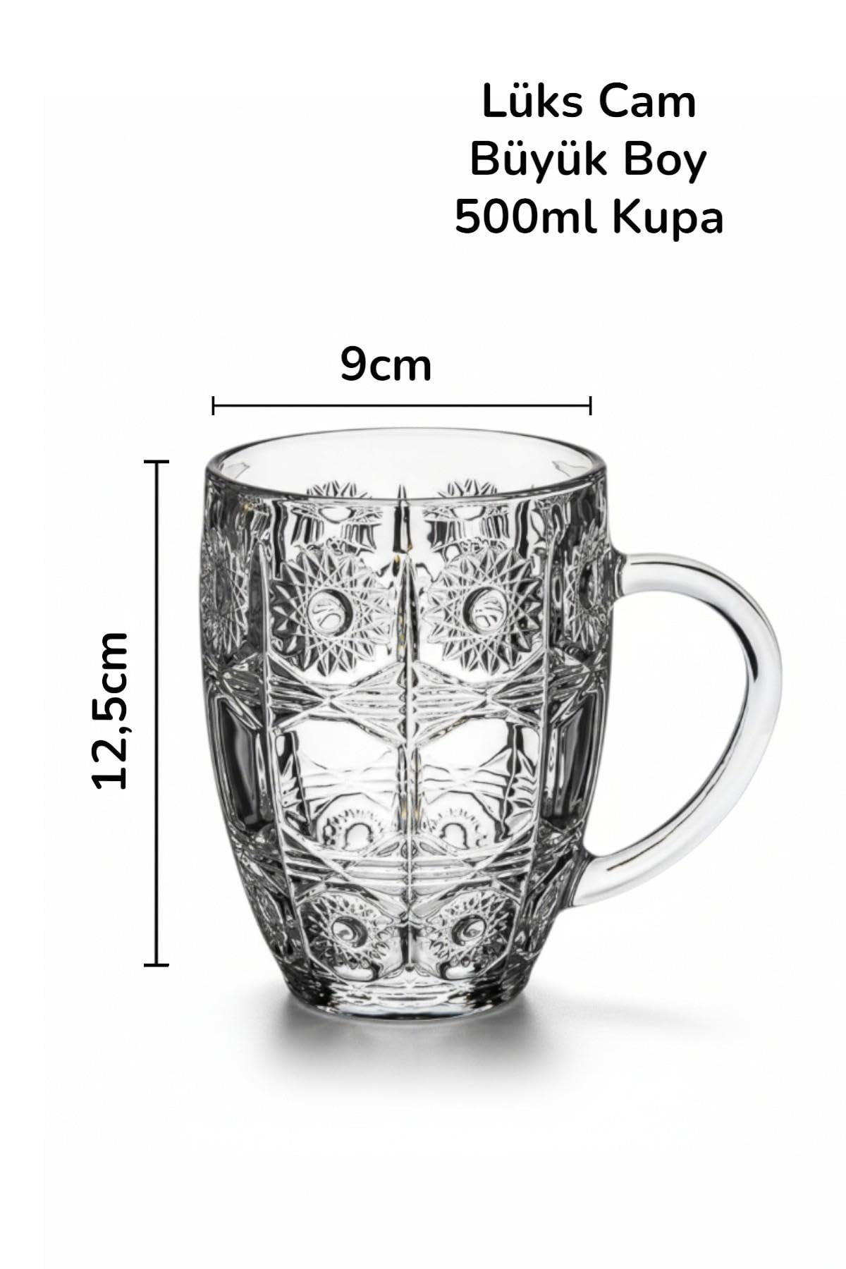 2li Kristal Lüks Cam Kupa Büyük Boy Kupa 500ml