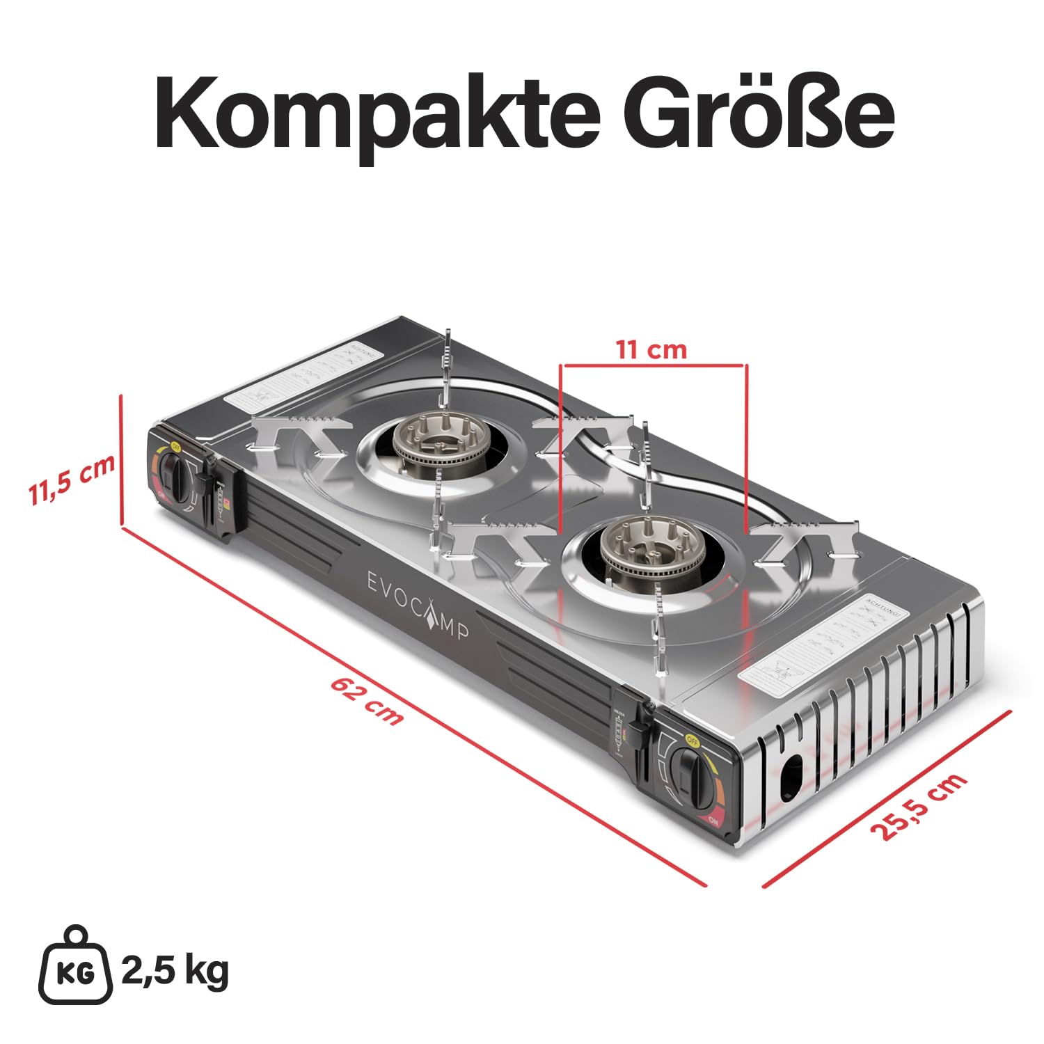 Cocina de Gas 2 Fuegos para Camping con Encendido Piezoeléctrico y Cartuchos MSF-1a 227g