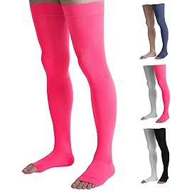 Doc Miller Thigh High Compression Socks - Open Toe, 20-30mmHg for Varicose Veins, Calf, Leg & Ankle Support, Pregnancy & Maternity Stockings, Small to Plus Size