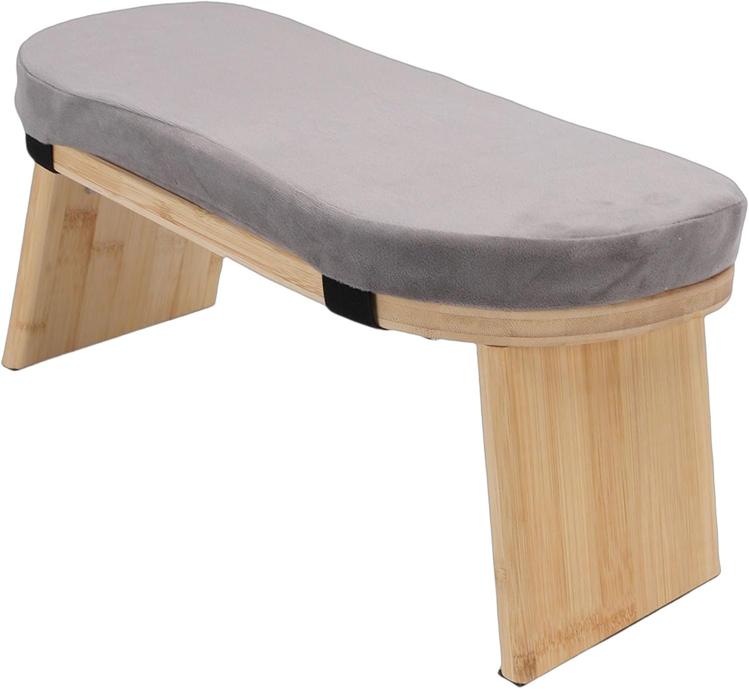 Pwshymi Meditation Bench Wooden Folding Beech Kneeling Stool Comfortable Portable for Relaxation Home Grey