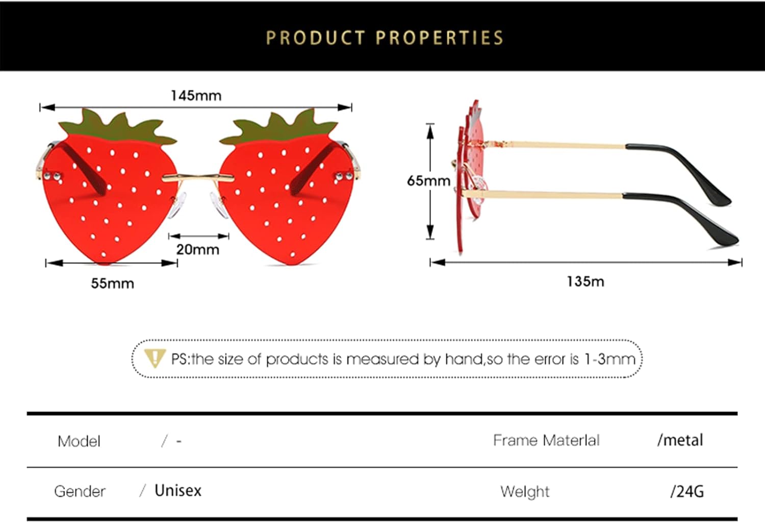 YAMEIZE Unique Strawberry Sunglasses Funky Cute - Women Men Festival Party Rave Halloween Christmas Colorful Eye Glasses - Image 4