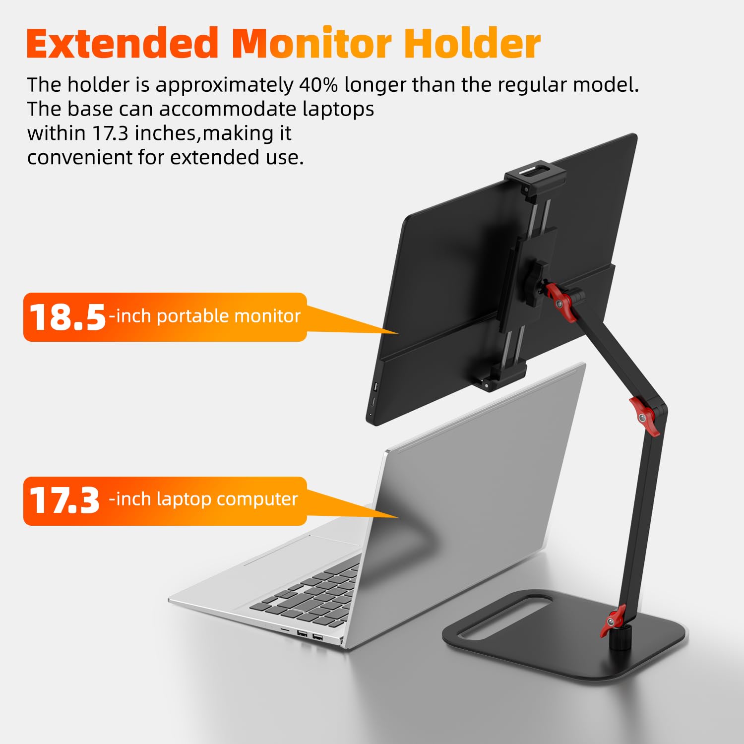 Supporto per monitor portatile regolabile per schermi da 6 a 18,5 pollici, base per display desktop, supporto universale in alluminio portatile da 12,9 pollici