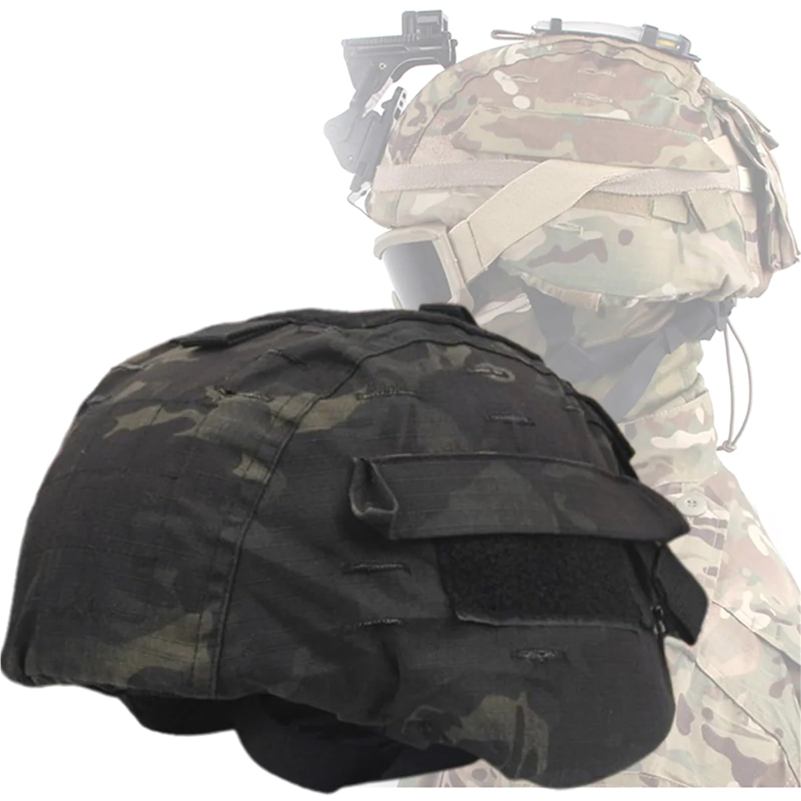 Ychoolco Mcbk Tactical Helmet Cover For Mich 2000 Hunting Airsoft Paintball Helmet Accessories Cover(Mcbk)
