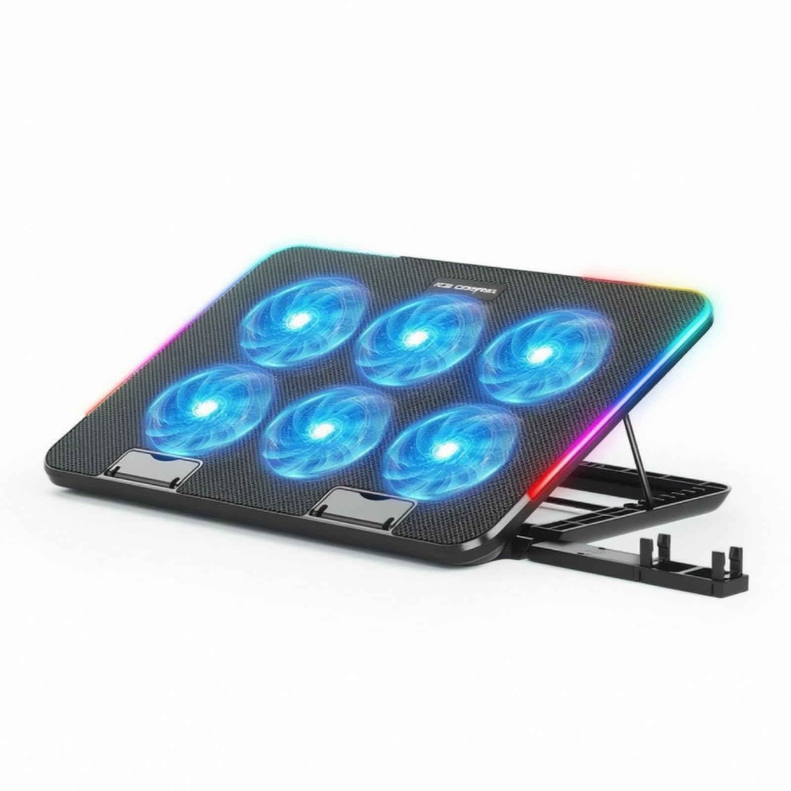 de Portátil con Ventilación y Conexión, Array, 黑色炫彩版, Versión Colorida En Negro con Iluminación Ambiental RGB Y Soporte para Teléfono