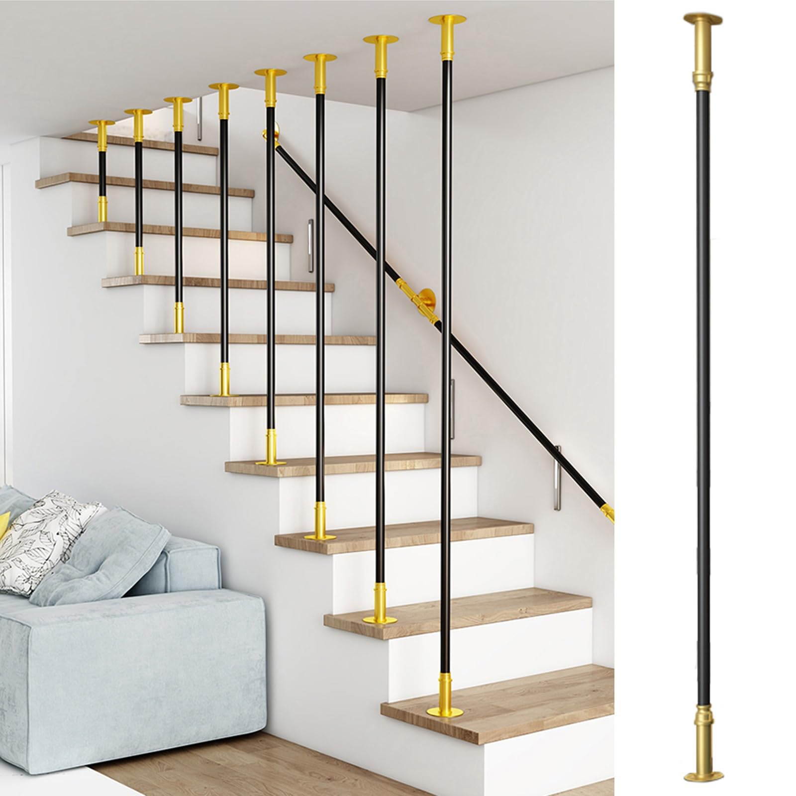 Gyeqxkt 1 Pack Industrial Tubes Round Stair Baluster For Stairway Hallway Spindles Post In Villas Hotels Restaurants Home Attic Balustrades