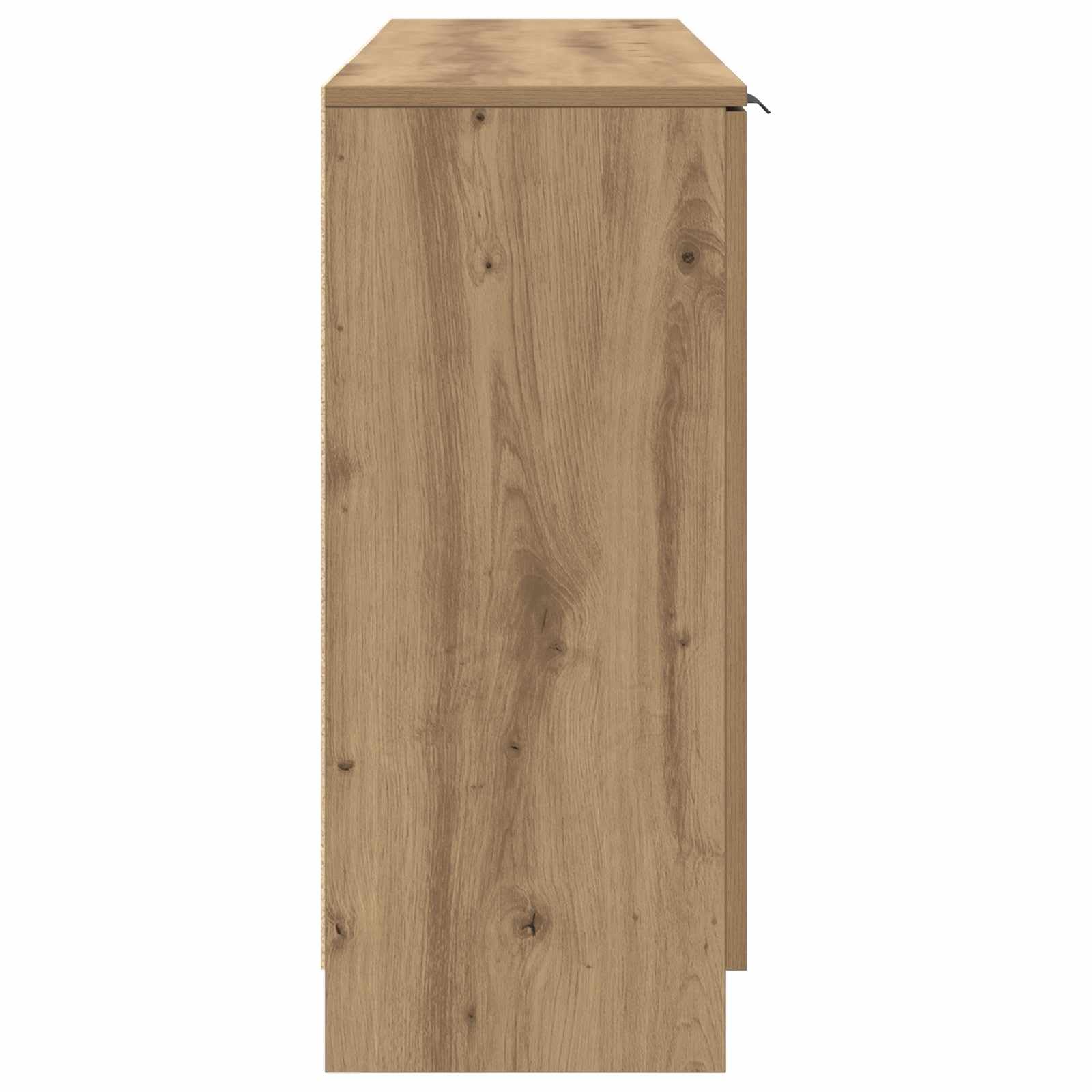 Bufet 3 pcs Dąb rzemieślniczy Materiał drewnopochodny Nowoczesny kredens do salonu i jadalni 120x30x70 cm z 4 drzwiami półkami pojemny mebel do przechowywania naczyń i dekoracji