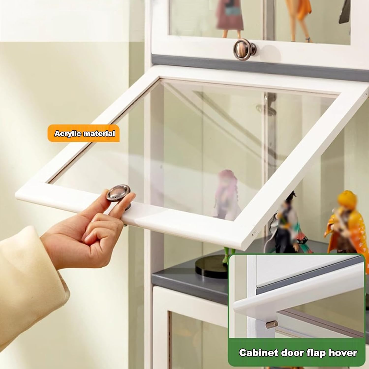 Display Cabinet Toys Display Shelf，Display Cabinet for Collectibles/Flip Door Cabinet Display Shelf，Curio Cabinet，Display Case with Acrylic Cabinet Door，Cabinet Doorsealed Dustproof Easy to