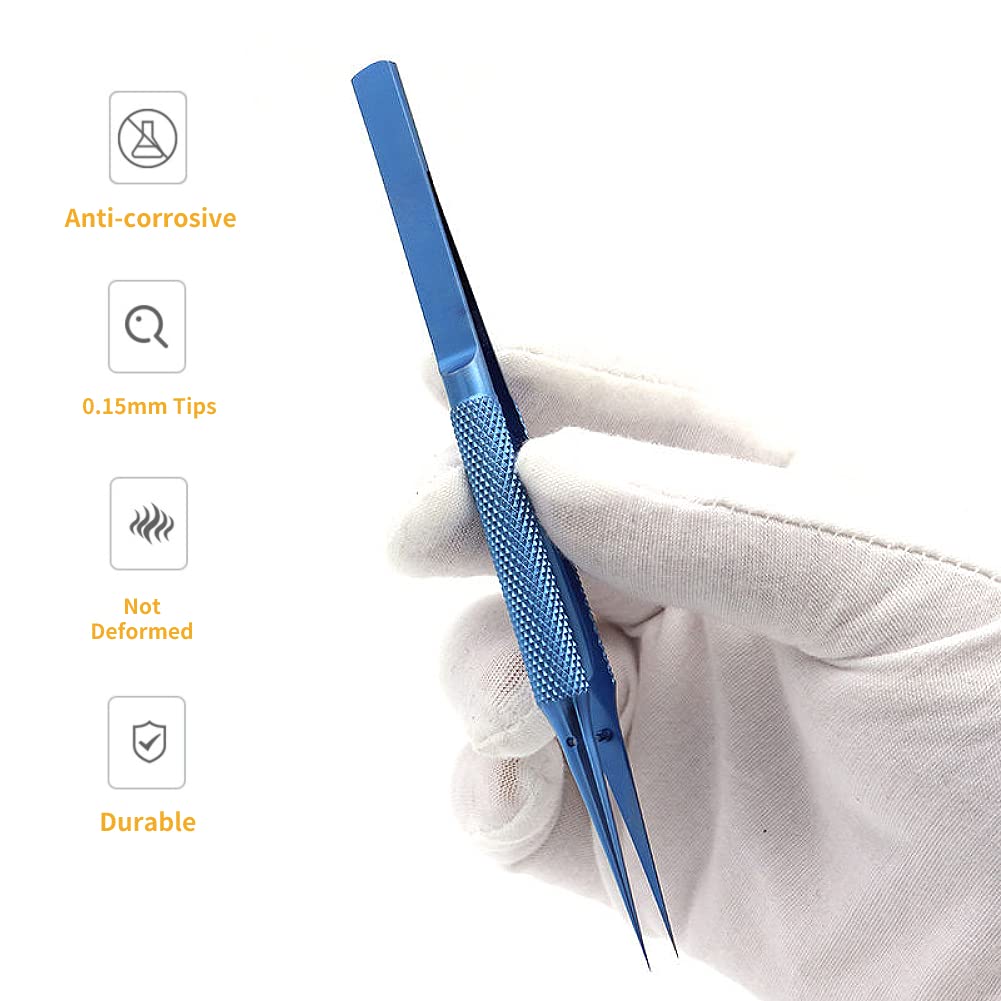 Pinzette per telefoni di precisione, pinzette per microscopio per riparazione cavi per impronte digitali della scheda madre del telefono cellulare in lega Ti, punte 0,15 mm(Pointed Tweezer)