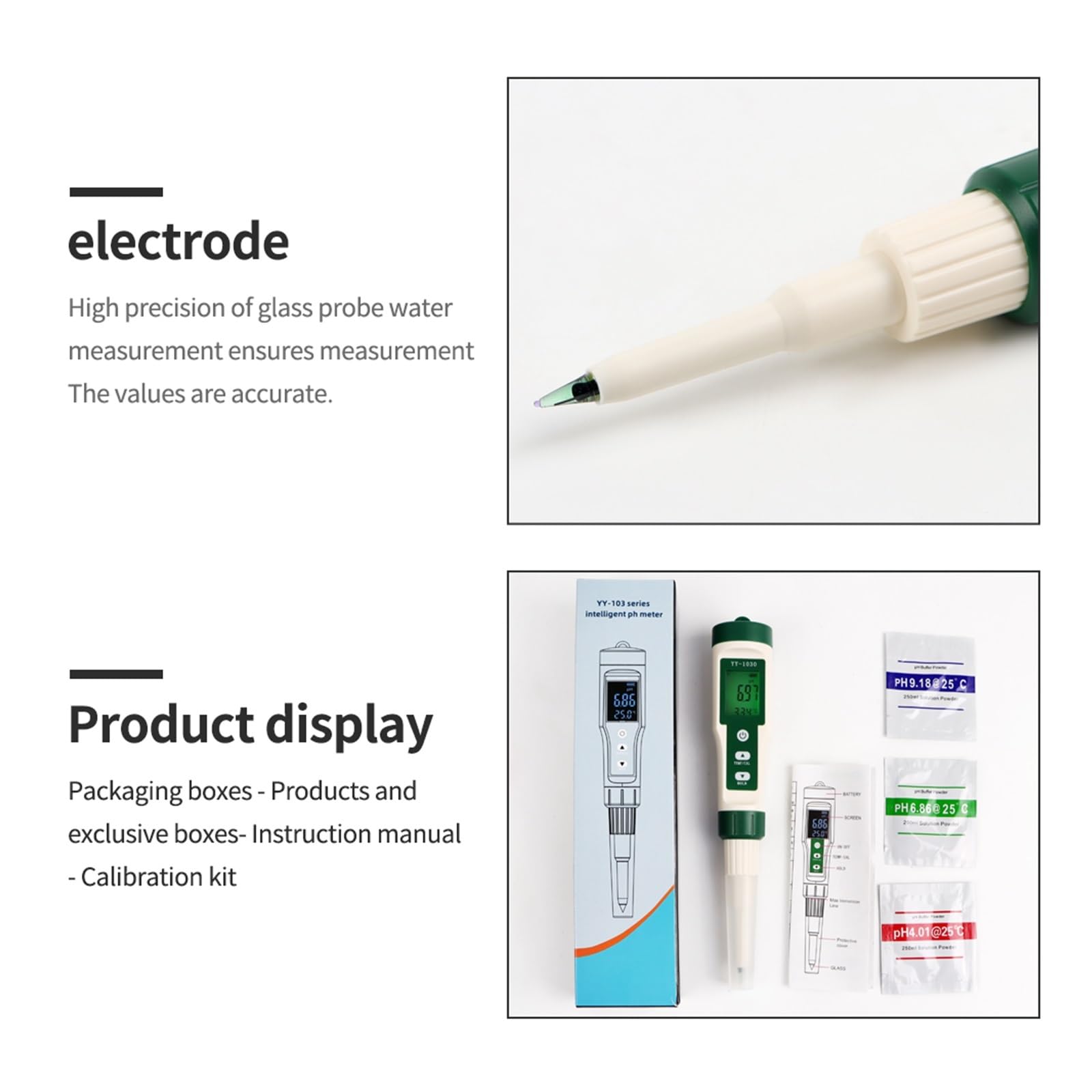 Tester miernika PH, YY1030 Tester PH żywności Alkalimetr ciasta Sery owocowe Kosmetyki Miernik PH 0.00-14.00 Matryca gleby Detektor PH Temperatura Tester kwasowości,Woda pitna, Hydroponika, SPA, Brow