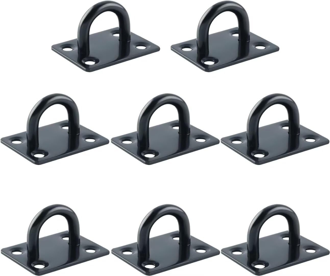 8PCS M6 Pad Eye Plate Suspension Ceiling Hook, Stainless Steel Black Heavy Duty U Shape Staple Ring Loop with Screws for Wall Ceiling Hanging